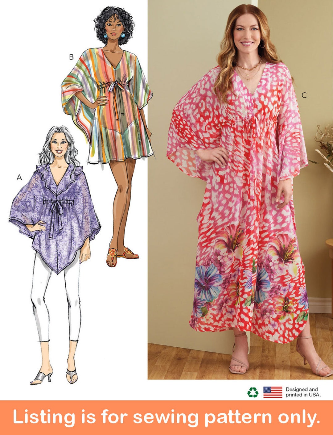 CAFTAN SEWING PATTERN | Sew Womens Clothes Clothing | Top Shirt Dress ...