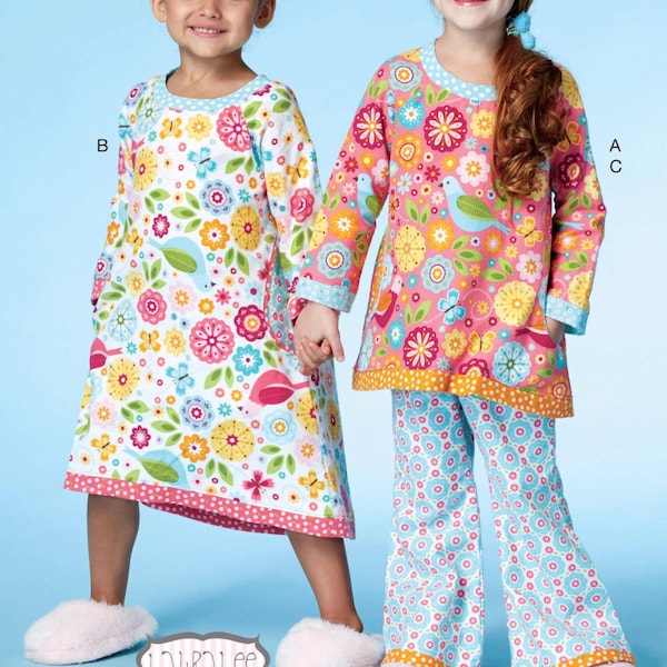 SLEEPWEAR SEWING PATTERN |Make Girls Clothes | Kids Clothing Long Pajamas Nightgown Nightwear | Child Size 2 3 4 5 6 7 8 | For Children 7496