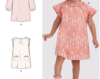 Sale!! DRESS SEWING PATTERN | Sew Girls Clothes Clothing | Toddler Long Short Sleeves | Size 1/2 1 2 3 4 | Retro Style Outfit Ruffle | 10947
