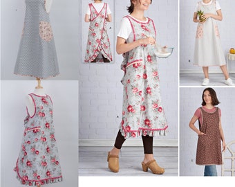 APRON SEWING PATTERN | Make Kitchen Craft Apron | Women Woman Half Full Cross Strap Wrap Around | Size Extra Small - Extra Large | 9312