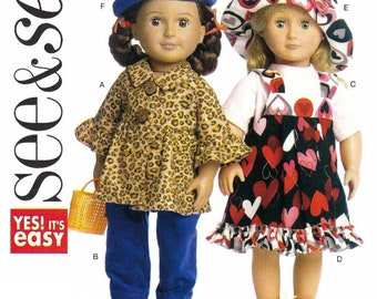 Sale!! DOLL CLOTHES Sewing PATTERN | Sew Clothing for 18" Inch Doll | Fits American Girl | Jumper Coat Shirt Hat Pants Easy Simple | 5944