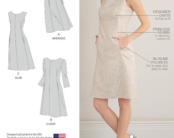 DRESS SEWING PATTERN | Sew Womens Clothes Clothing | Custom to Your Body! A to dd Cup Party Cocktail Size 10 12 14 16 18 20 22 24 26 28 8258