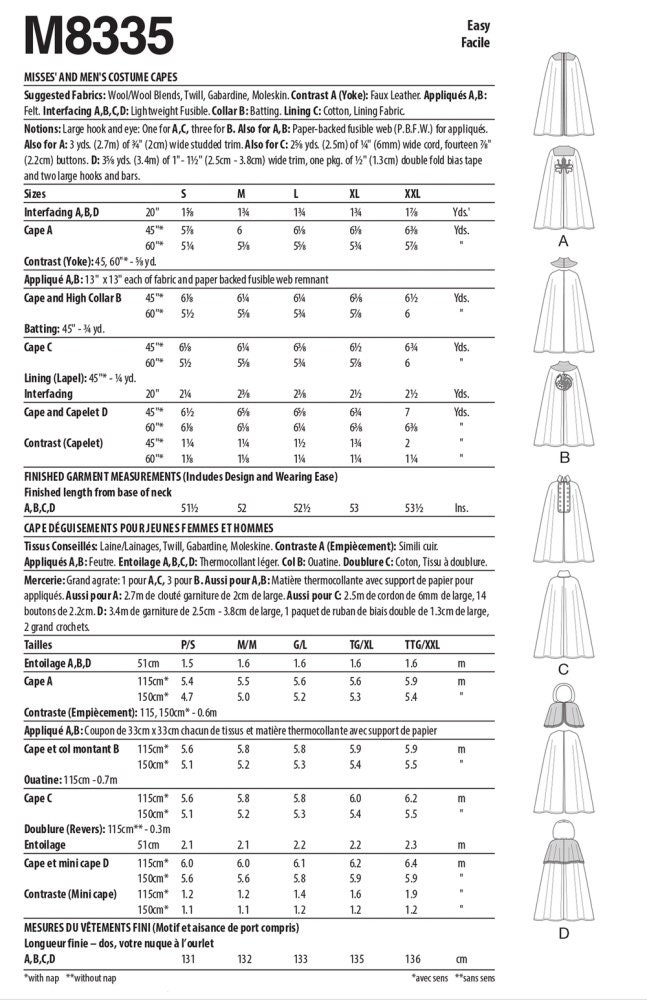 CAPE SEWING PATTERN | Sew Mens Womens Halloween Costume | Cloak Hood ...