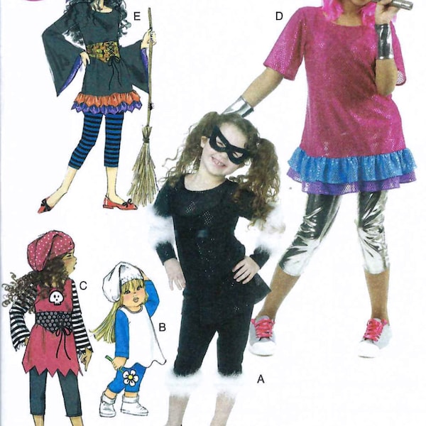 COSTUME SEWING PATTERN | Sew Girls Halloween Carnival Dress Outfit | Witch Hat Pop Star Singer Pirate Smurf Gnome | Child Size 3 4 5 6 6419