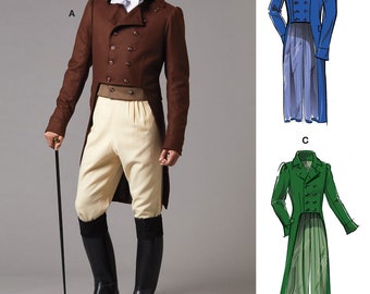 SUIT JACKET Sewing PATTERN | Sew Men Clothes Costume | Riding Long Coat Regency Victorian Steampunk | Size 38 41 42 44 46 48 50 52 Plus 8135