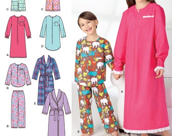 PAJAMAS SEWING PATTERN |Make Boys Girls Sleepwear | Kids Long Short PJs Nightgown Robe Bathrobe Nightwear | Size 3 4 5 6 7 8 10 12 14 | 1570