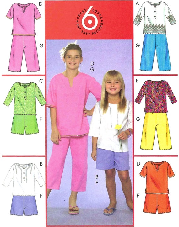 GIRLS SEWING PATTERN Make Summer Clothes Clothing Shirt Shorts Capri Pants Long Short Sleeves Fall Spring Size 3 4 5 6 7 8 10 12 5034 Etsy Canada