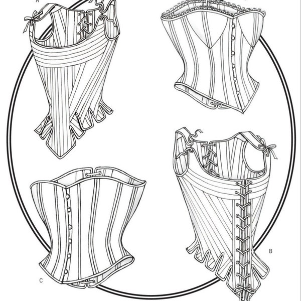 CORSET STAYS Sewing PATTERN | Sew Women Bodice Underwear | Size 6 8 10 12 14 16 18 20 22 Plus | Medieval Renaissance Colonial Victorian 4254