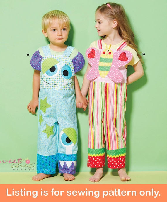 Sale OVERALLS SEWING PATTERN Sew Toddler Boys Girls Clothes Clothing  Monster Butterfly Size 1T 2T 3T 4T Spring Fall Outfit 4205 -  Canada