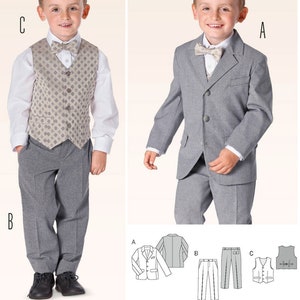 SUIT SEWING PATTERN | Sew Boy Clothes Clothing | Formal Jacket Pants Blazer Vest Ring Bearer Easter | Size 2 3 4 5 6 7 8 Toddler Outfit 9443