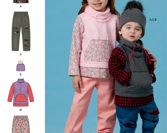 WINTER SEWING PATTERN | Sew Boy Girl Clothes Clothing | Pants Sweatshirt Shirt Pom Pom Hat | Size 1/2 2 3 4 5 6 7 8 Warm Fleece Toddler 8997