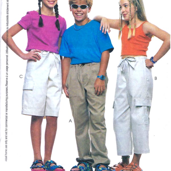 PANTS SEWING PATTERN | Sew Boys Girls Clothes Clothing | Long Shorts Cargo Drawstring Pants Tween Teen | Size 7 8 10 12 14 16 | Fall | 3250