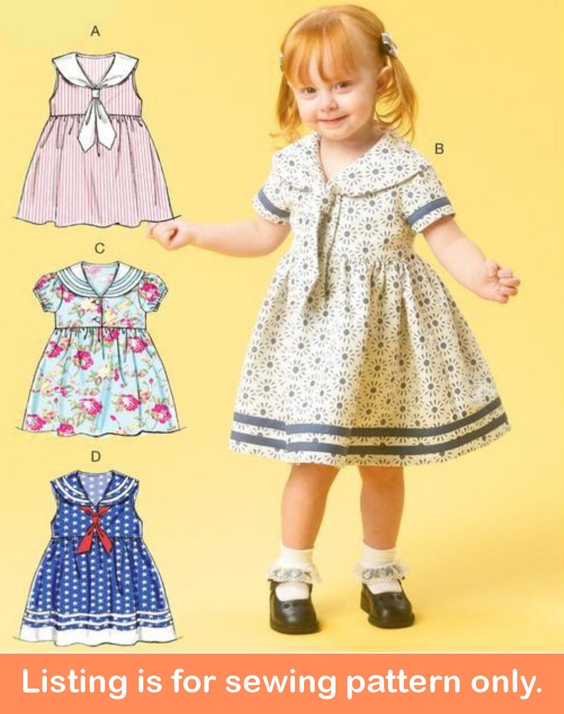 1940s Children’s Clothing: Girls, Boys, Baby, Toddler     DRESS SEWING PATTERN | Make Girls Clothes | Little Kids Toddler Childs Clothing | 50s Sailor Dress | Vintage Style Outfit For Children |6913  AT vintagedancer.com