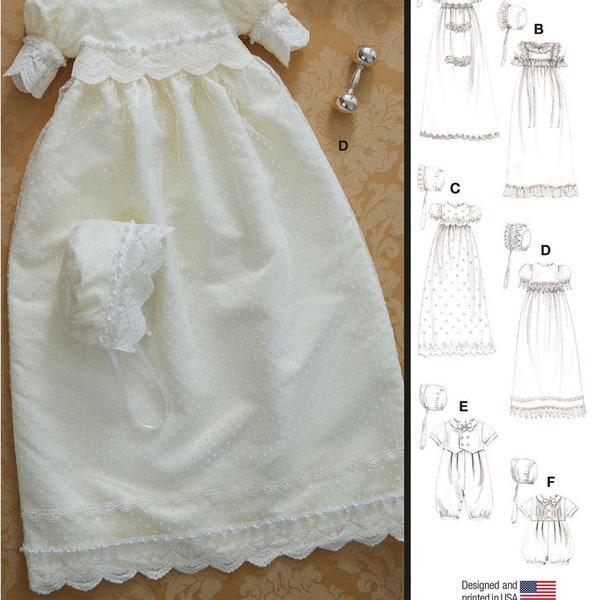 CHRISTENING SEWING PATTERN | Sew Baby Girl Boy Clothes Clothing | Gown Dress Romper Bonnet Baptism | Size Newborn 3 6 9 12 15 18 Months 8460