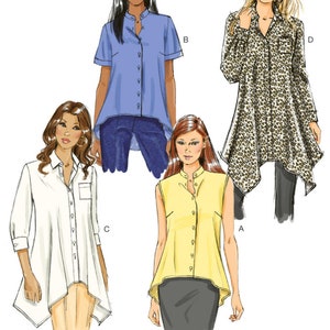 SHIRT SEWING PATTERN | Sew Womens Clothes Clothing | Button Down Top Blouse Long Short Sleeves | Size 8 10 12 14 16 18 20 22 24 Plus | 5786