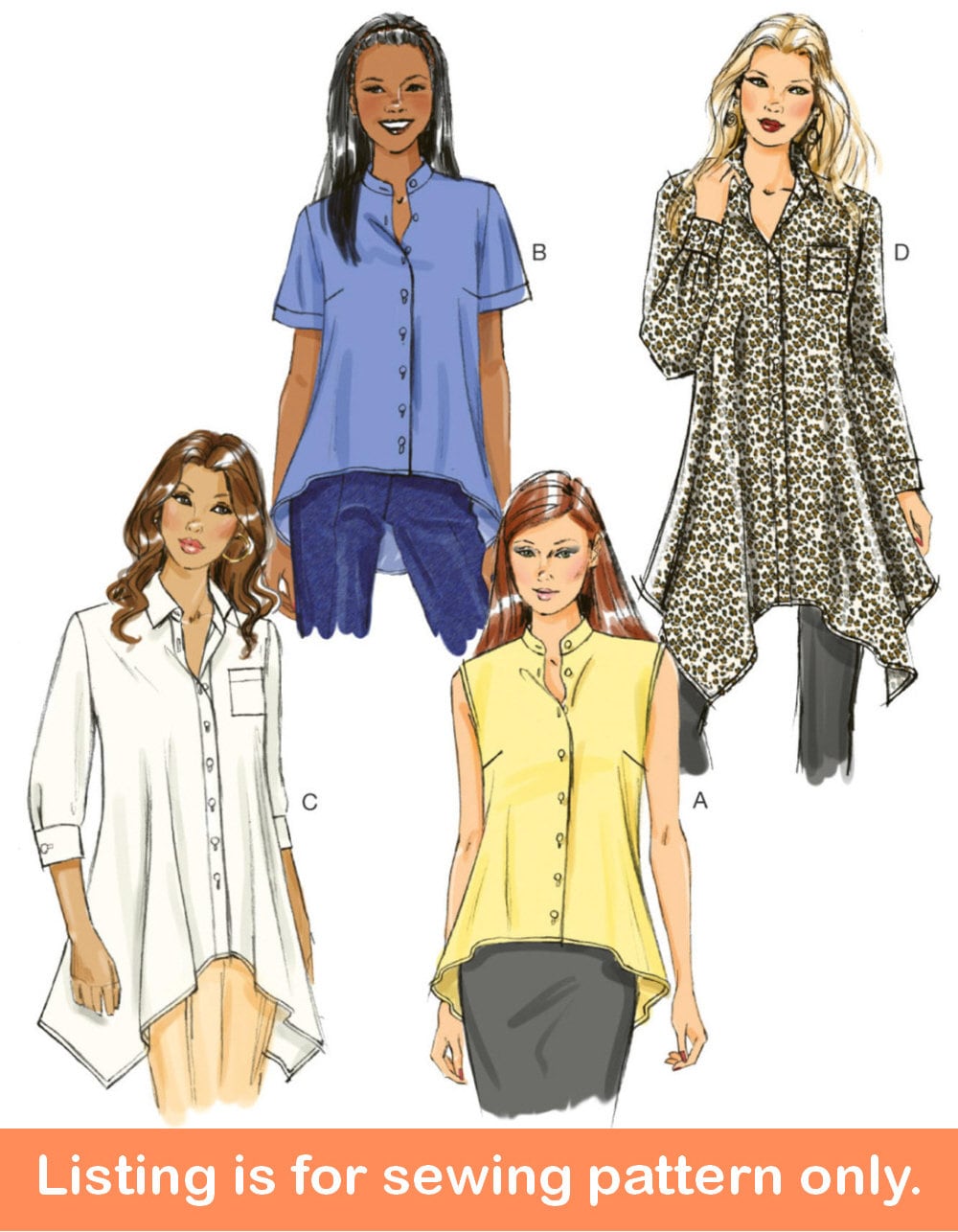 SHIRT SEWING PATTERN | Sew Womens Clothes Clothing | Button Down Top ...