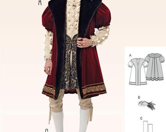 COSTUME SEWING PATTERN | Sew Mens Jacket Coat Stockings | Medieval Renaissance Fantasy King Middle Ages | Size 36 38 40 42 44 46 48 50 6887