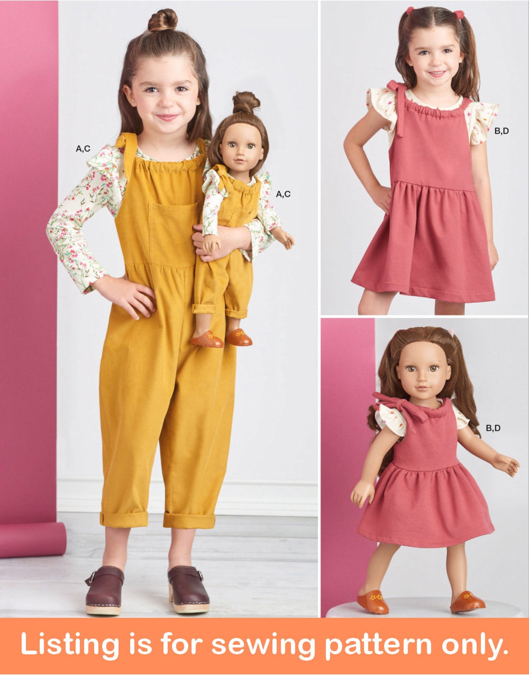 GIRLS SEWING PATTERN | Sew Matching Kids 18 Inch Doll Clothes Clothing ...