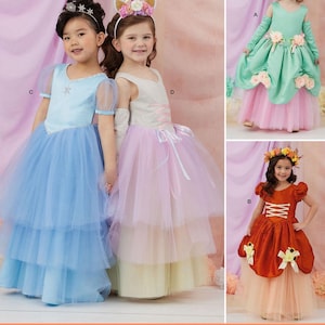 KOSTÜM SCHNITTMUSTER | Nähen Mädchen Halloween Karneval Kleid | Prinzessin Fee Aschenputtel Elena Tutu Tüll Ariel | Größe 3 4 5 6 7 8 | 3027
