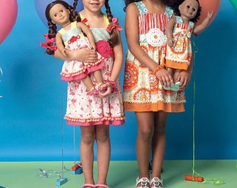 Sale!!! BOUTIQUE SEWING PATTERN | Sew Matching Girls 18 Inch Doll Clothes  Clothing Dress | Child Size 2 3 4 5 6 7 8 Fits American Girl 7146