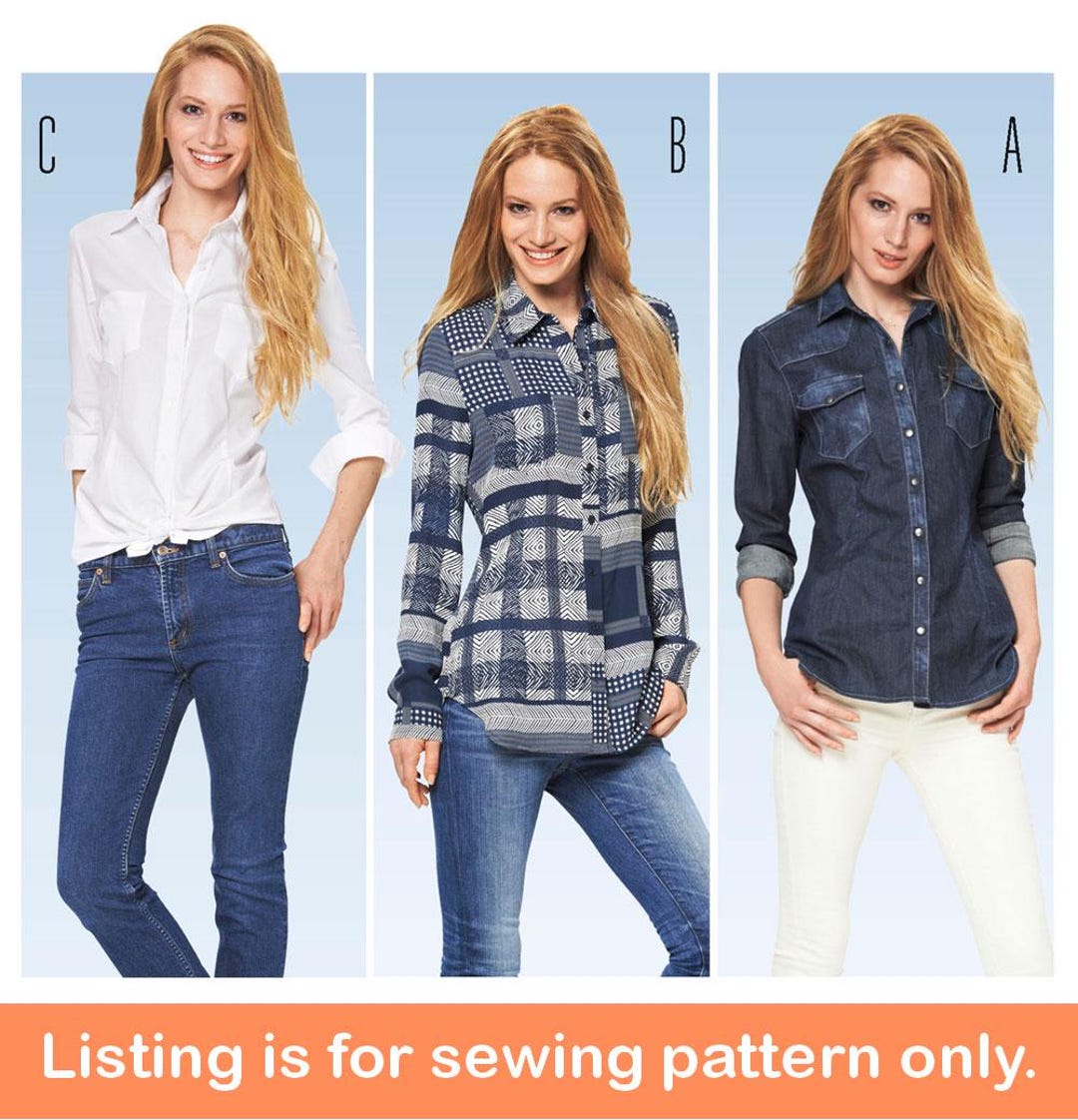 BUTTON-DOWN SHIRT Sewing Pattern | Sew Womens Clothes Clothing | Long ...