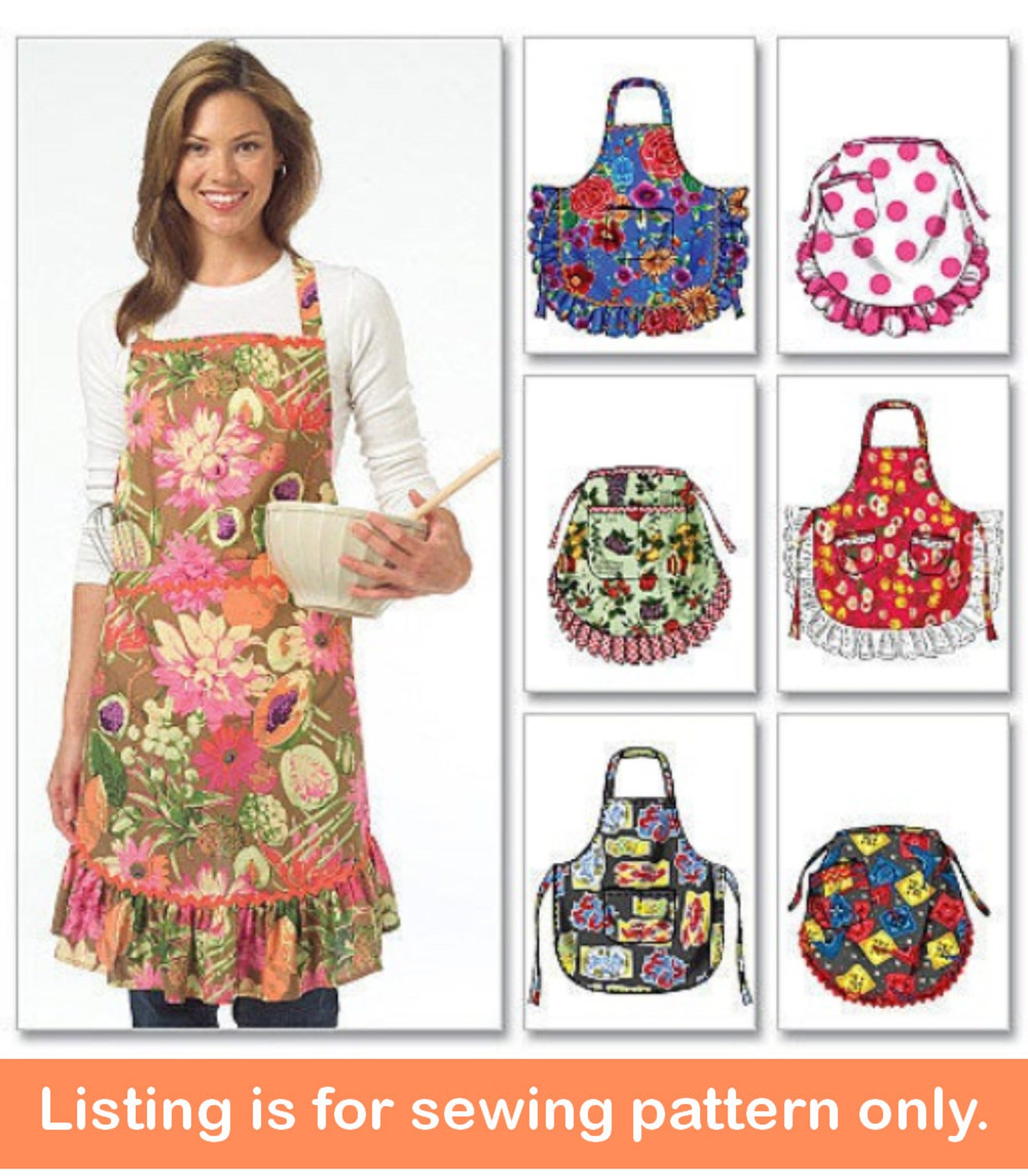 APRON SEWING PATTERN | Make Kitchen Craft Apron | Women Woman Full or ...