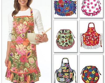 APRON SEWING PATTERN | Make Kitchen Craft Apron | Women Woman Full or Half Vintage Style Ruffle | Adult Size s m l xl | 5284