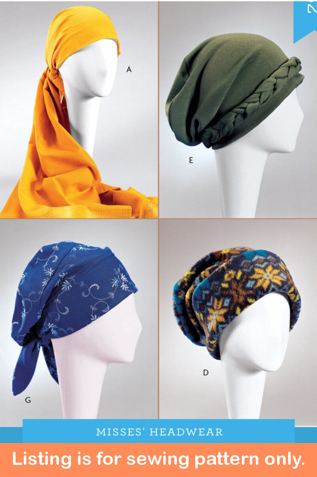 HEADWRAP SEWING PATTERN | Make Womens Hats Turbans Head Scarf | Hair ...