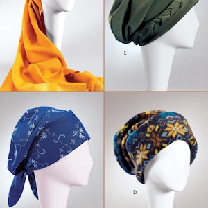 PATRÓN DE COSTURA PARA PAÑUELOS DE CABEZA / Confección de sombreros, turbantes, pañuelos para la cabeza, gorros para dormir, pañuelos holgados, gorros de lana, tocados para mujer / 9300