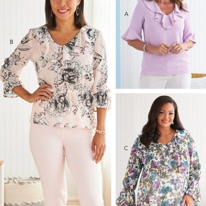 SHIRT SEWING PATTERN | Sew Womens Misses Clothes Clothing | Ruffle Ruffled Blouse Top | Size 8 10 12 14 16 Plus 18 20 22 24 Spring Fall 6814