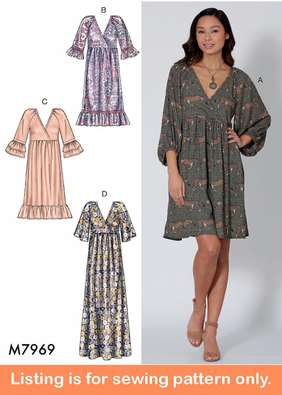 boho dress patterns uk SEWING PATTERN | Sew Women Clothes Clothing | Long Short Maxi Midi Style | Size 4 6 8 10 12 14 16 18 20 22 24 26 Plus | Easy 7969 diy bohemian dress patterns