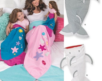 BLANKET SEWING PATTERN | Make Soft Fleece Blanket | Matching Girl 18" Doll | Mermaid Shark Girls Boys l Homemade Handmade Gift Idea | 8275