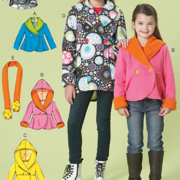 Fleece COAT SEWING PATTERN | Sew Girls Clothes | Jacket Hood Scarf Tween Teen | Size 3 4 5 6 7 8 10 12 14 | Winter Fall Outfit 7236