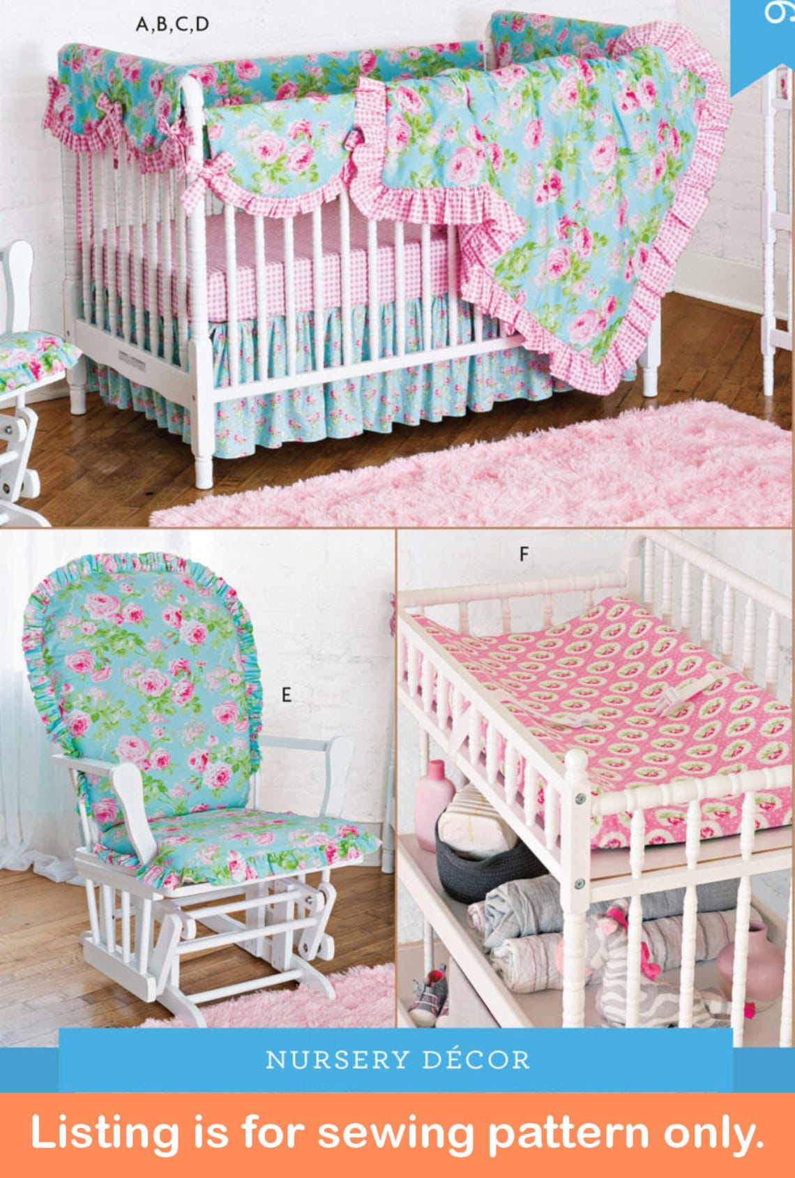 NURSERY DECOR Sewing PATTERN | Sew Baby Girls Infant Newborn Crib ...