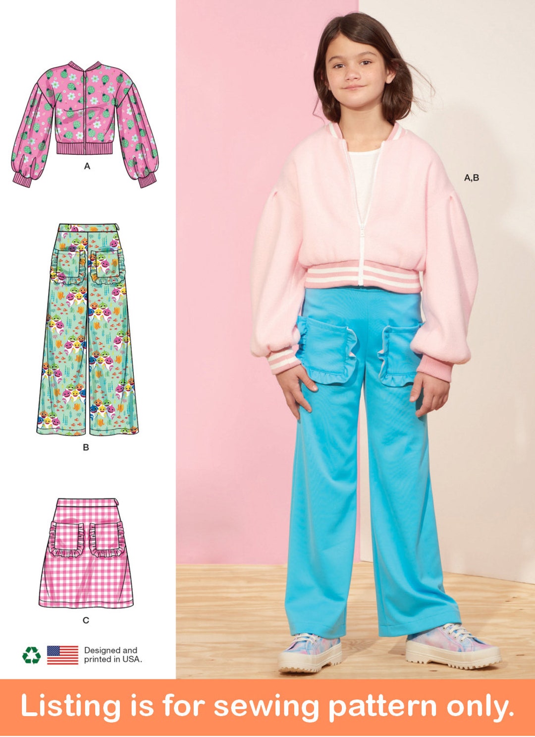 GIRLS SEWING PATTERN | Sew Fall Clothes Clothing | Zipper Jacket Coat ...