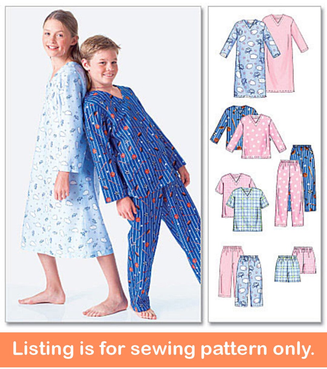 Sale PAJAMAS SEWING PATTERN Sew Girls Clothes Clothing Nightgown Bathrobe  Robe Sleepwear Nightwear Size 2 3 4 5 for Children 7679 -  Canada