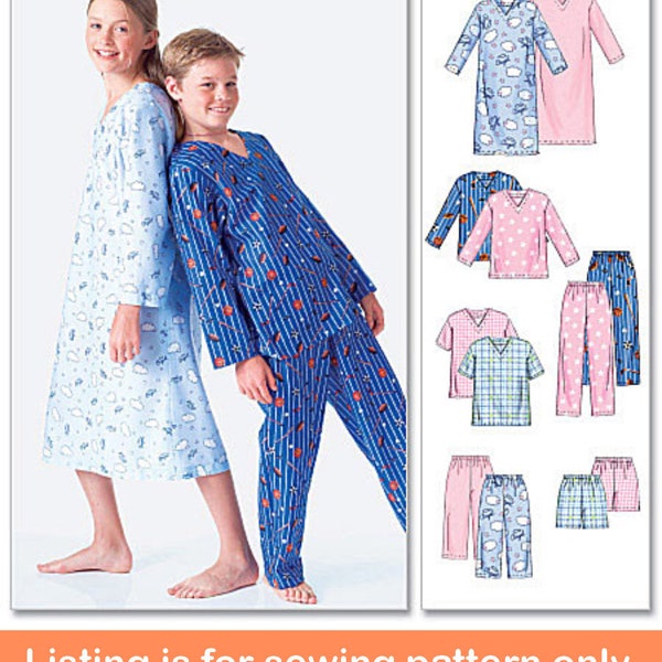 PAJAMAS SEWING PATTERN | Make Boys Girls Tween Teen Sleepwear | Older Kids Teenager | Long Short PJs Nightgown | Size 8 10 12 14 16 | 9209