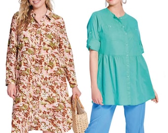 WOMENS SEWING PATTERN | Sew Comfortable Clothes Clothing | Button-Down Top Shirt-Dress | Size 20 22 24 26 28 30 32 34 Extra Large Plus 5841
