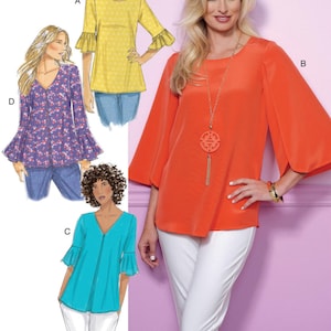 TOP SEWING PATTERN | Sew Womens Clothes Clothing | Shirt Long Sleeves Extra Long Tunic | Size 6 8 10 12 14 16 18 20 22 Plus Easy Simple 6456