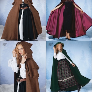 May include: A sewing pattern for a hooded cape with different color options. The pattern is for Simplicity pattern number 5794.
