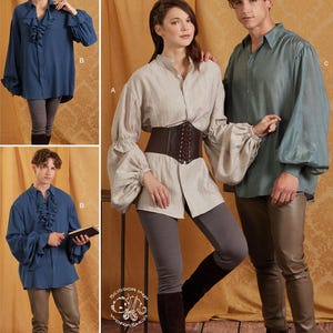 SHIRT SEWING PATTERN | Sew Womens Mens Teen Halloween Carnival Costume | Pirate Medieval Renaissance Top | Size xs-xxl Cosplay Fantasy 3062