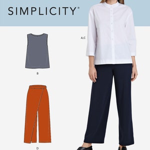 WOMENS SEWING PATTERN | Sew Womans Misses Clothes Clothing | Button-Down Shirt Tank Top Pants | Size 6 8 10 12 14 16 18 20 22 24 Plus | 9112