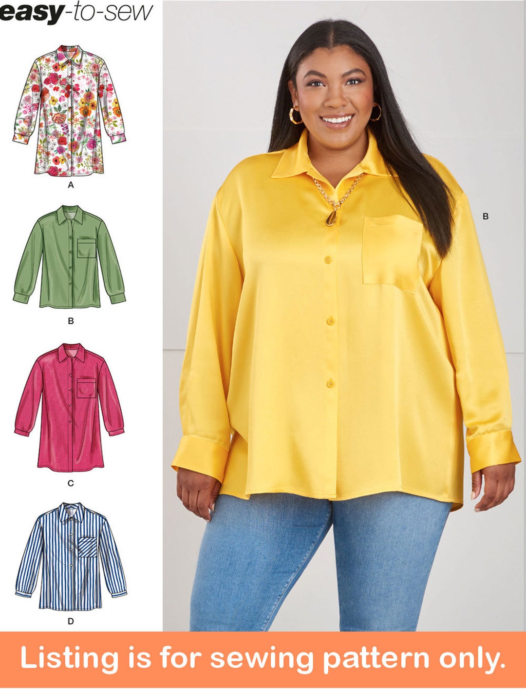 SHIRT SEWING PATTERN | Sew Womens Clothes Clothing | Button-down Blouse ...
