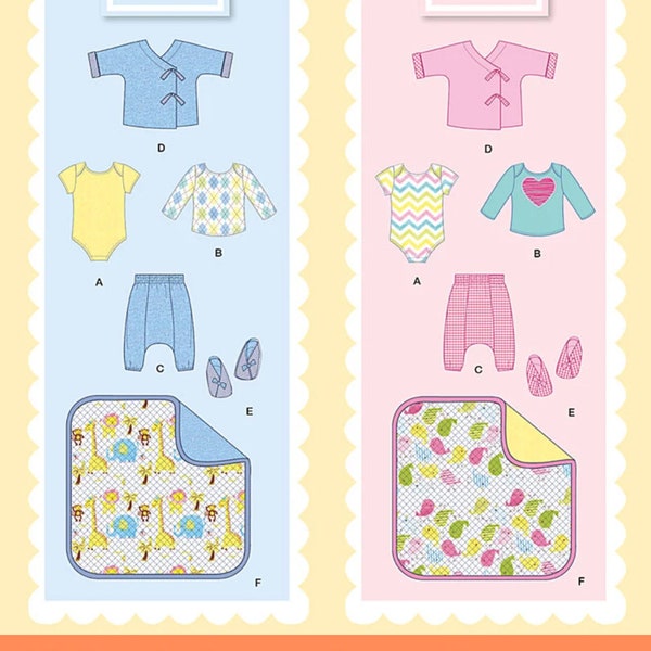 LAYETTE SEWING PATTERN | Make Boy Girl Baby Clothes | Infant Clothing Pants Onesie Booties Blanket | Size Preemie Newborn - L | Babies |1330