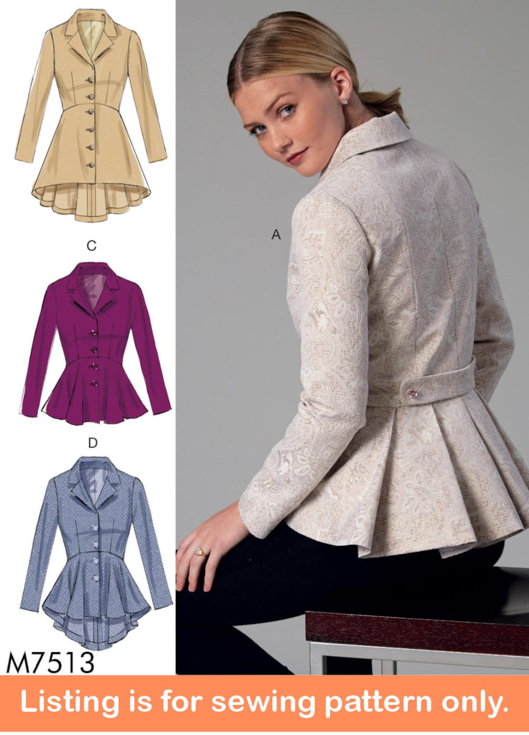 JACKET SEWING PATTERN Sew Women Clothes Clothing Formal Work Blazer