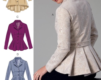 PATRONS DE COUTURE VESTE | Coudre des vêtements pour femmes | Manteau de costume blazer de travail formel | Taille 6 8 10 12 14 16 18 20 22 Plus basque victorienne 7513