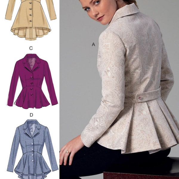 PATRONS DE COUTURE VESTE | Coudre des vêtements pour femmes | Manteau de costume blazer de travail formel | Taille 6 8 10 12 14 16 18 20 22 Plus basque victorienne 7513