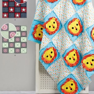 Sale!!! RAG QUILT Sewing PATTERN | Sew Rag Quilting | Kids Baby Blanket | Lion Patriotic Stars Flowers Floral | Handmade Gift Idea 8902