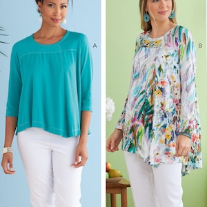 TOP SEWING PATTERN | Sew Women Clothes Clothing | Long Sleeves Shirt Tunic Extra Long | Size 4 6 8 10 12 14 16 18 20 22 24 26 Plus Easy 6735