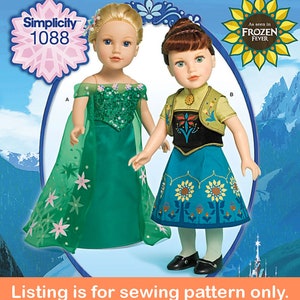 DOLL CLOTHES Sewing PATTERN | Sew Clothing for 18&quot; Inch Doll | Fits American Girl | Frozen Fever Elsa Anna Princess Halloween Costume |0365